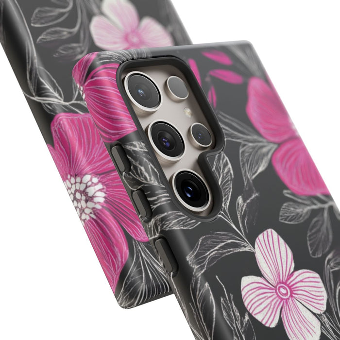 Roze en Witte Bloemenprint