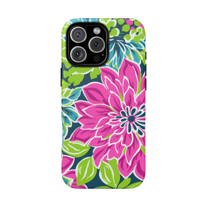Vrolijk Bloemenpatroon met Roze en Blauwe Bloemen