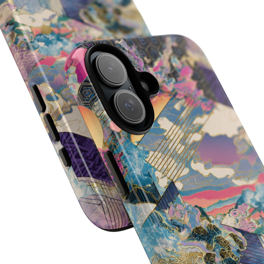 Abstracte Geometrische Landschap met Roze Bomen