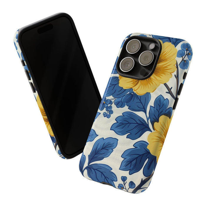 Blauw-Geel Bloemenpatroon