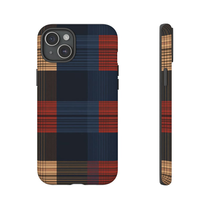 Caramel en Donkerblauw Geruit Patroon