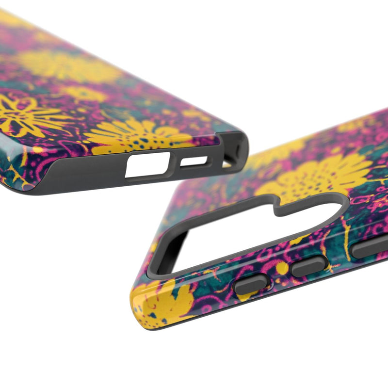 Gele en Paarse Bloemenprint