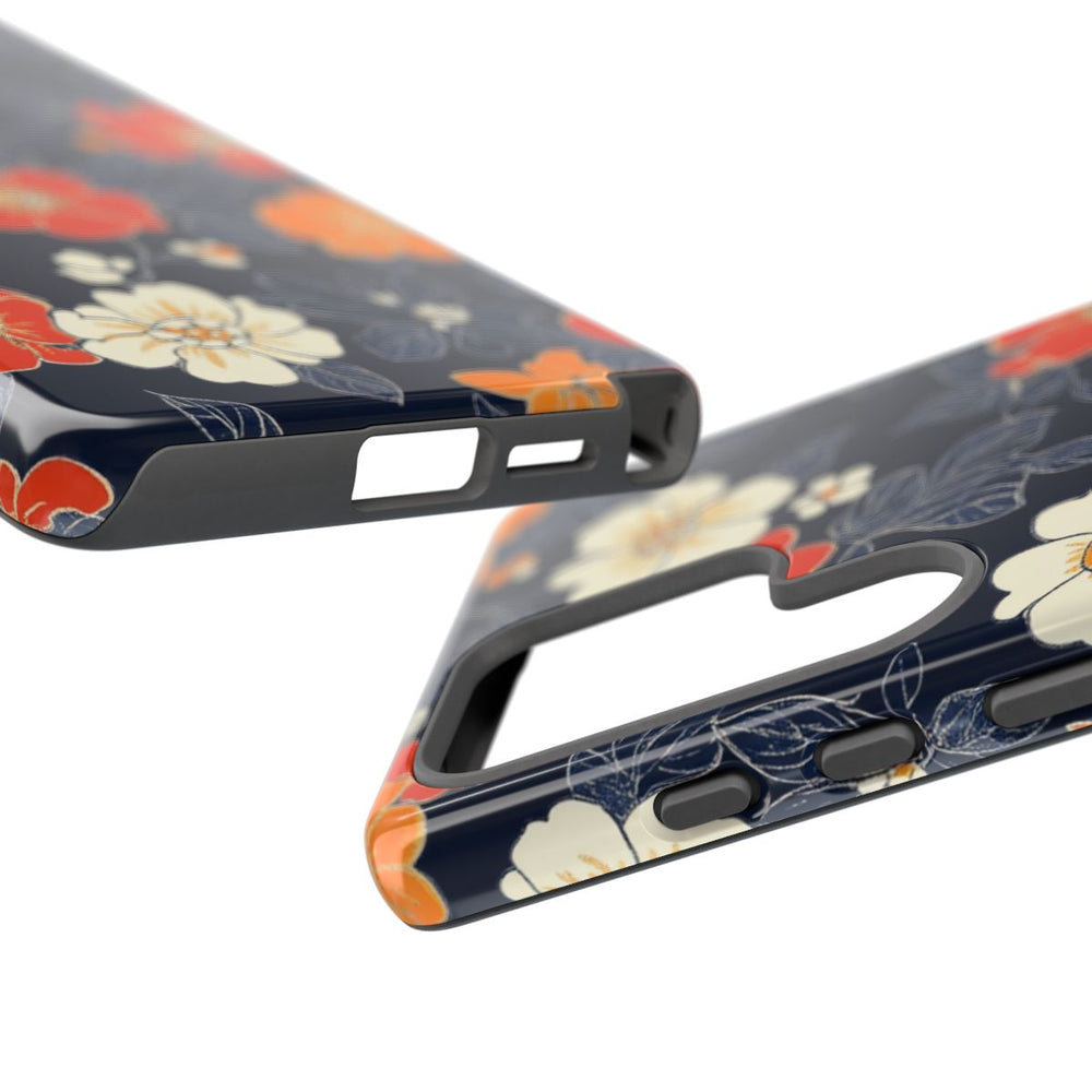 Oranje en Witte Bloemenprint