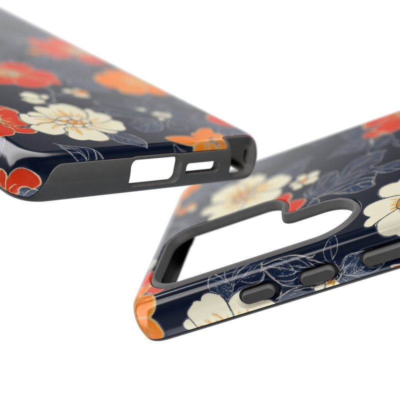 Oranje en Witte Bloemenprint