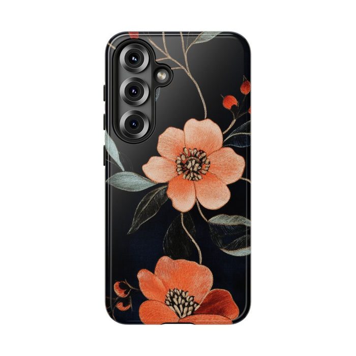 Oranje Geborduurd Bloemenpatroon