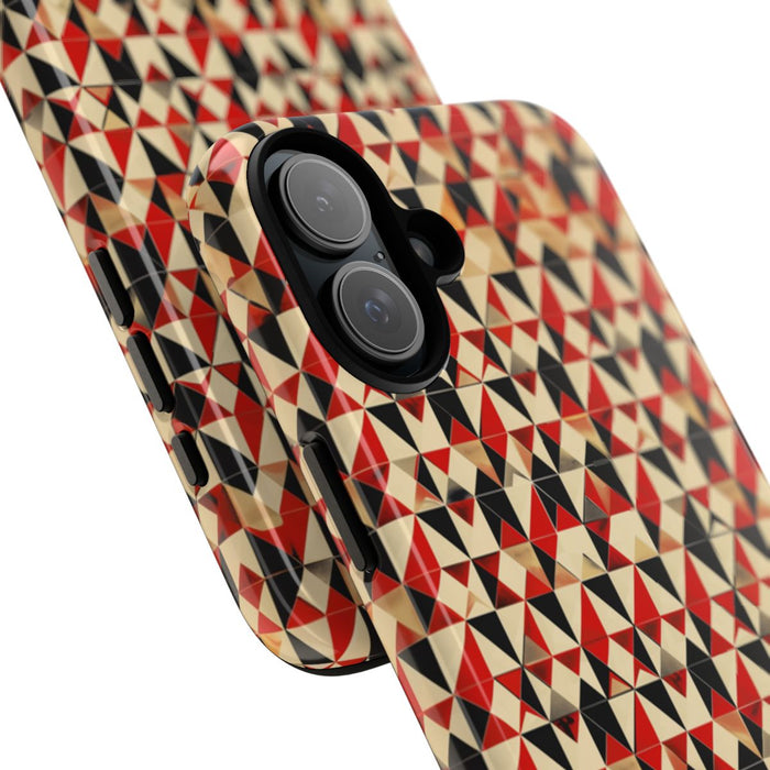 Geometrisch Abstract Patroon in Rood en Zwart