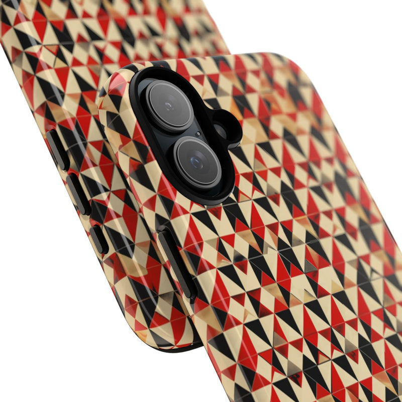 Geometrisch Abstract Patroon in Rood en Zwart