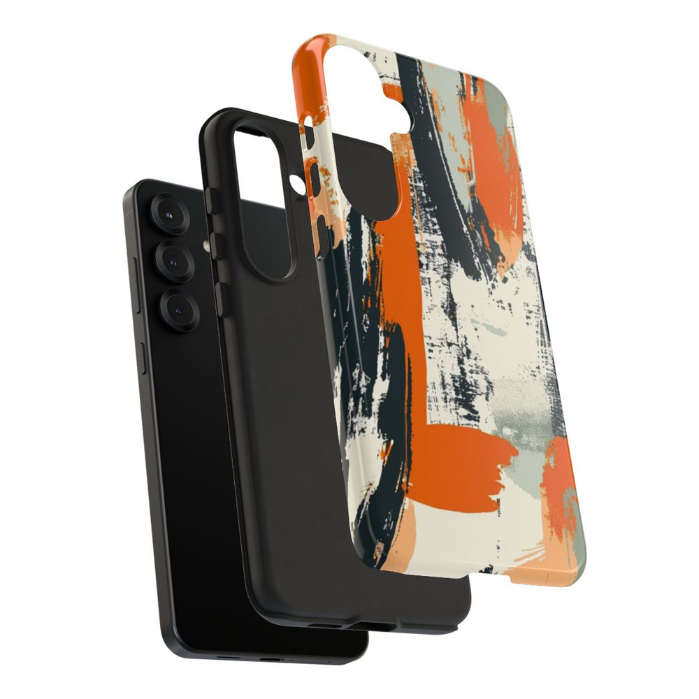 Abstract Oranje-Zwart Penseelstrepenpatroon