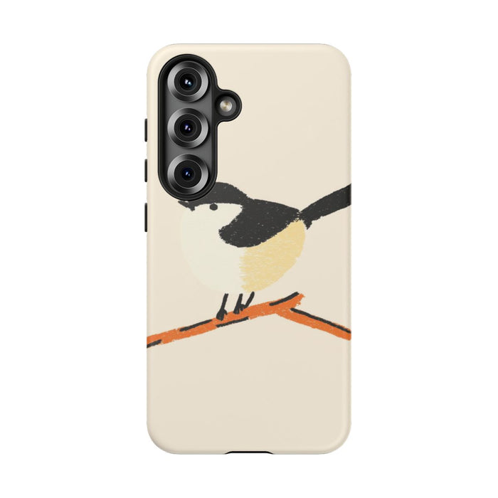 Minimalistische Vogelillustratie op Tak