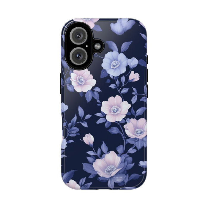 Elegant Blauw-Roze Bloemenpatroon