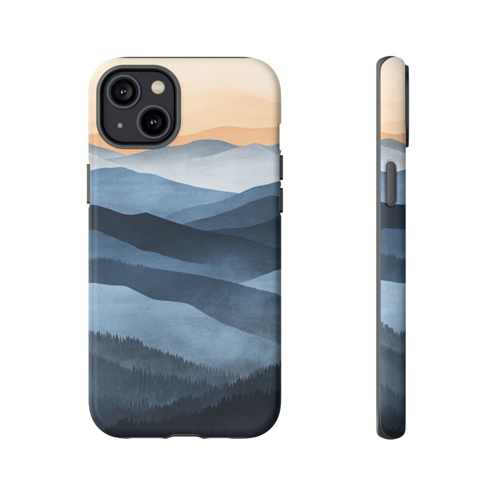 Gelaagd Berglandschap in Blauwe en Beige Tinten