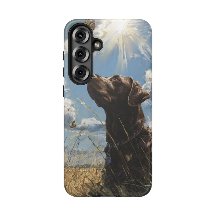 Chocoladekleurige Labrador met Vlinders in Veld