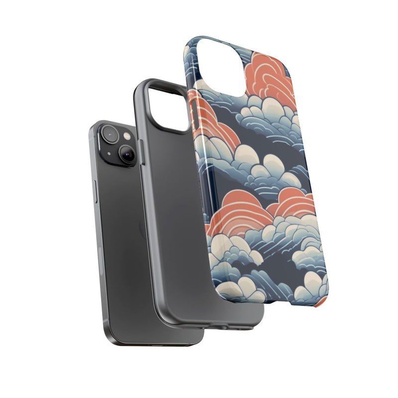Gestileerd Wolkenpatroon in Blauw en Oranje