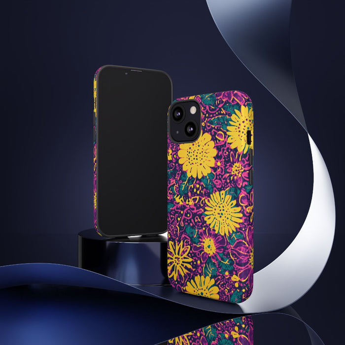 Gele en Paarse Bloemenprint