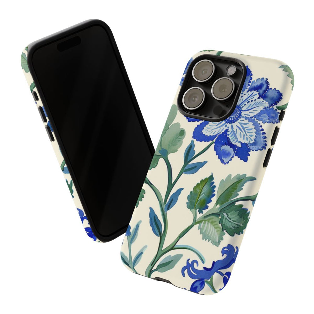 Blauw Waterverf Bloemenpatroon
