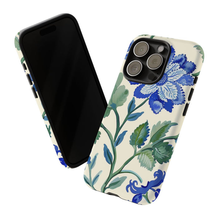 Blauw Waterverf Bloemenpatroon