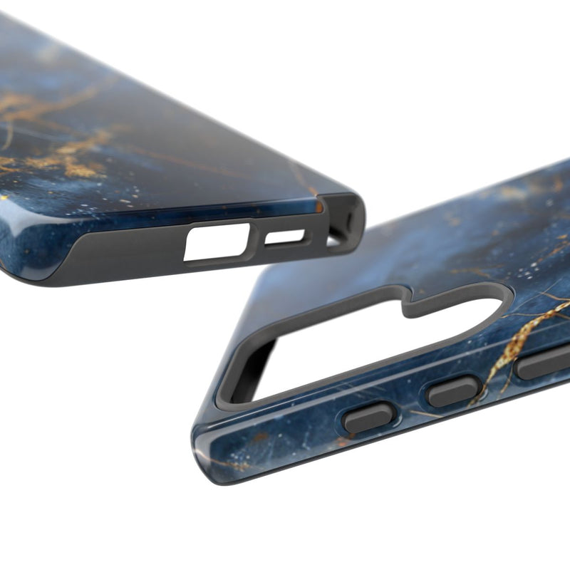 Blauw Marmerpatroon met Gouden Adering