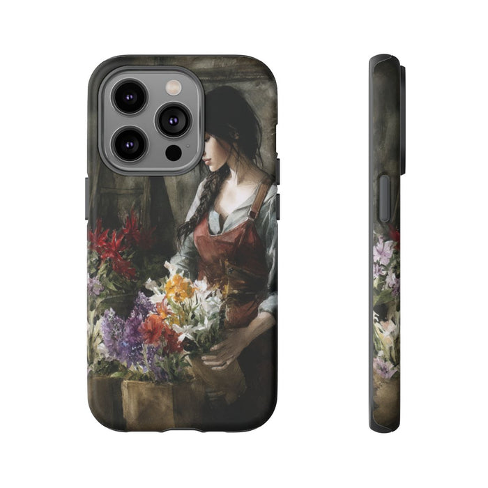 Vrouw Schikt Bloemen Kunst