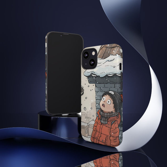 Chibi Wintertafereel met Besneeuwd Dak