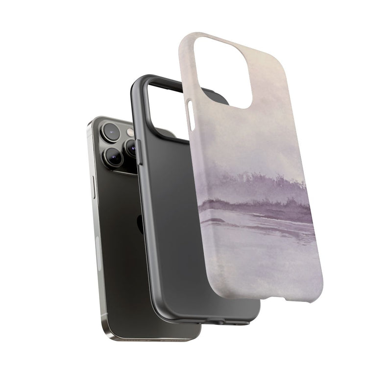 Minimalistische Kustlijn met Vogel in Vlucht