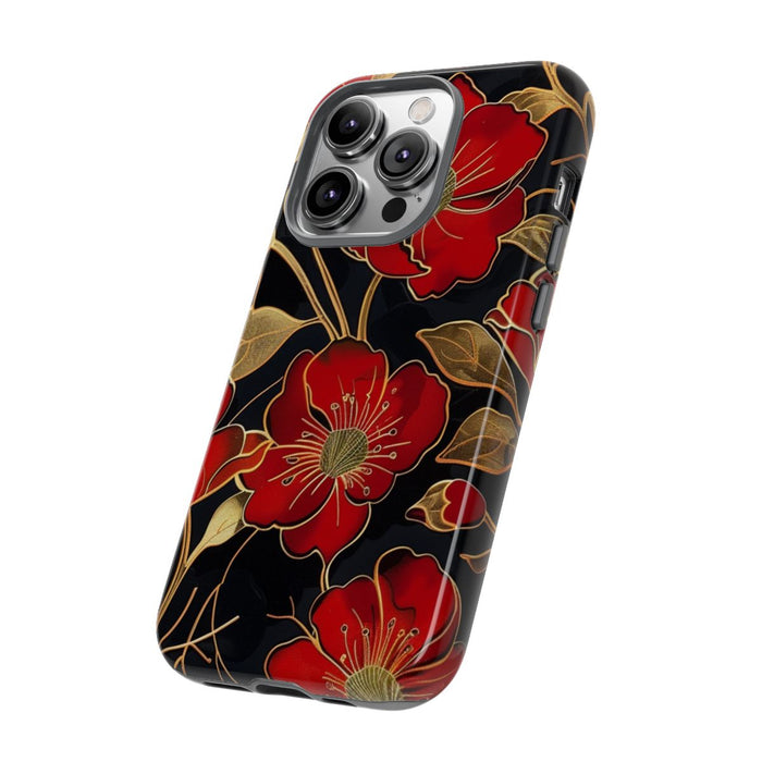 Rood-Gouden Bloemenpatroon