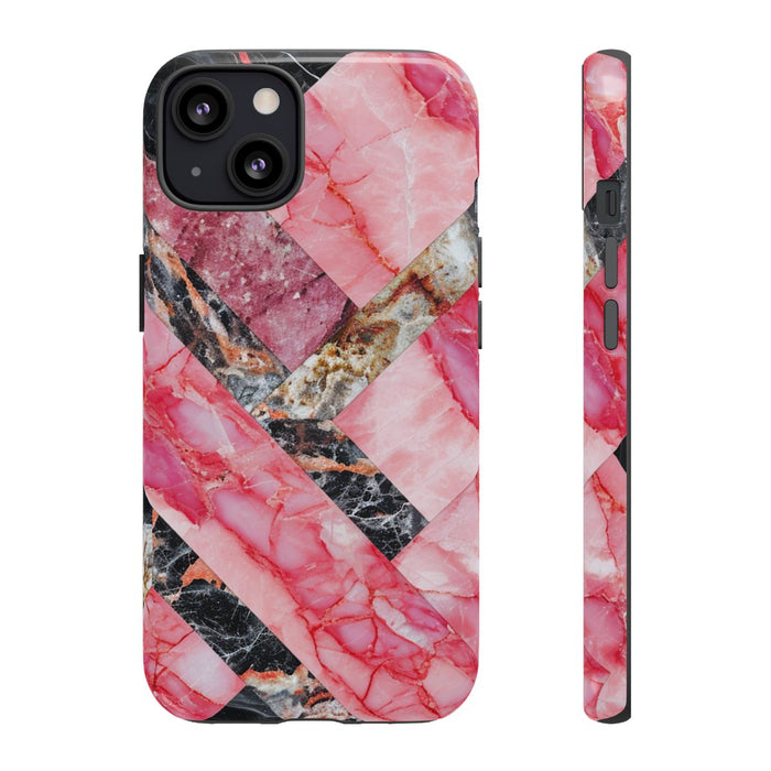 Roze en Zwart Geometrisch Marmerpatroon