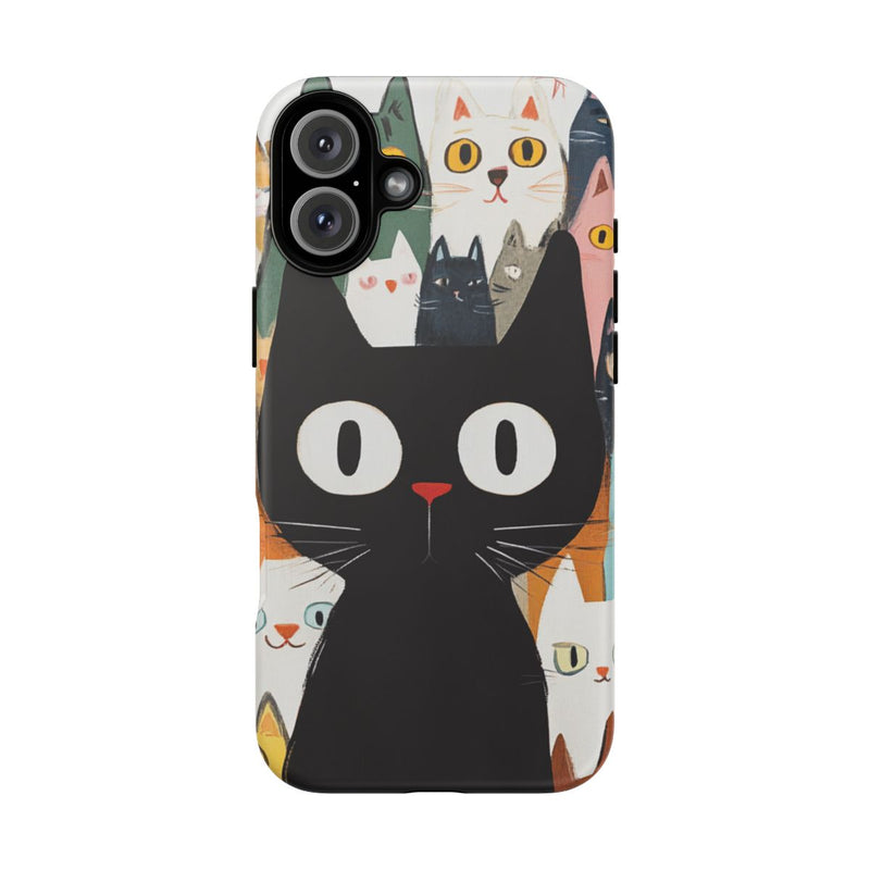 Vrolijke Cartoonkatten met Grote Zwarte Kat