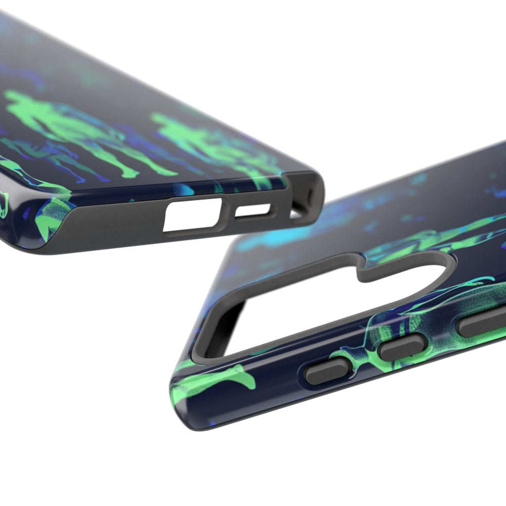 Blauw-Groene Neon Figurenpatroon