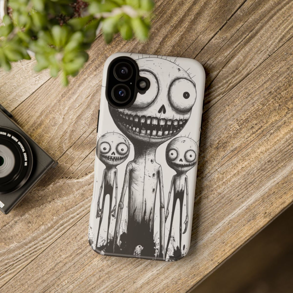 Drie Slijmerige Monsterfiguren in Lijntekening