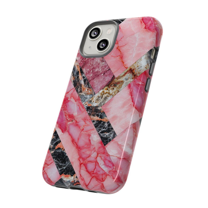 Roze en Zwart Geometrisch Marmerpatroon