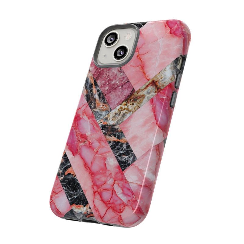 Roze en Zwart Geometrisch Marmerpatroon