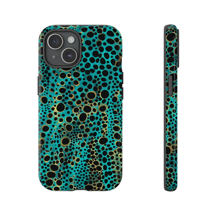 Turquoise en Zwart Abstract Stippenpatroon