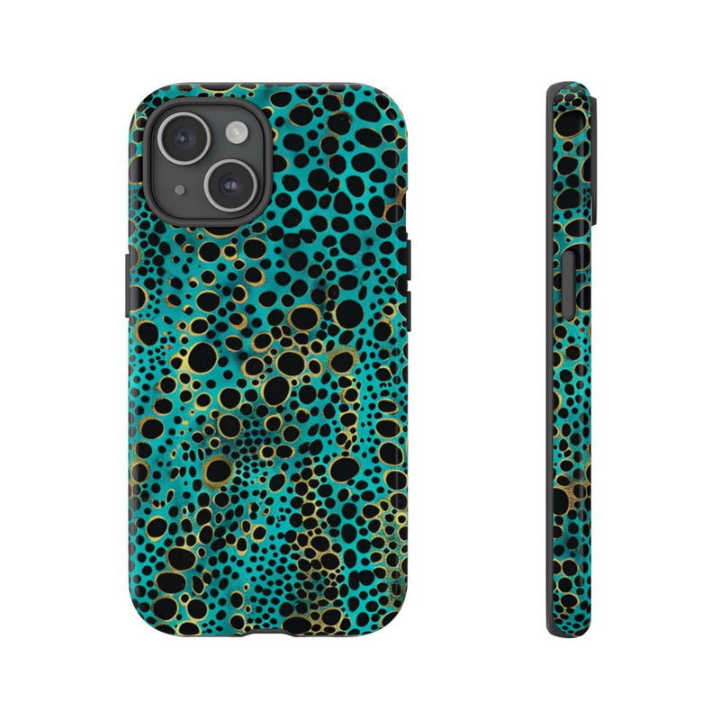 Turquoise en Zwart Abstract Stippenpatroon