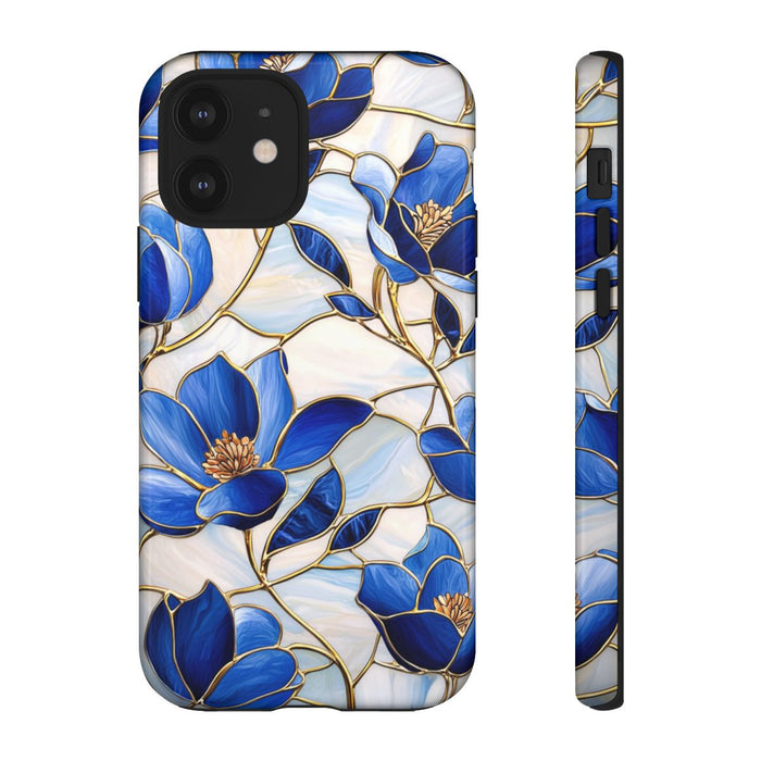 Blauw Gebloemd Glas-in-loodpatroon