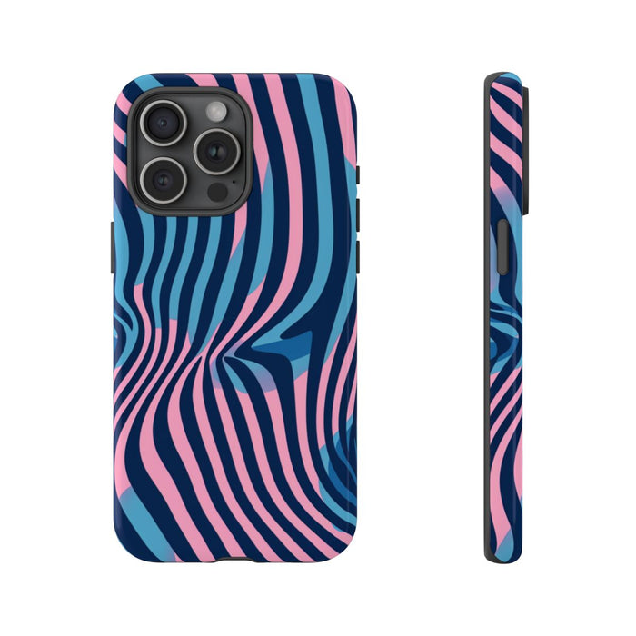Golvend Blauw-Roze Optische Illusiepatroon