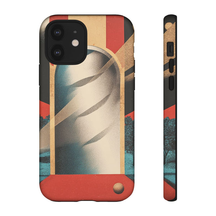 Surrealistische Spiraalpoort met Bomen en Sferen