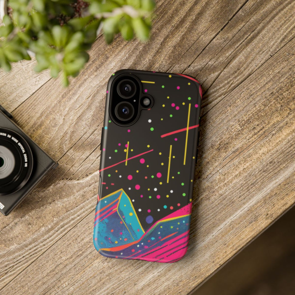 Neon Kosmisch Landschap met Planeten en Zon