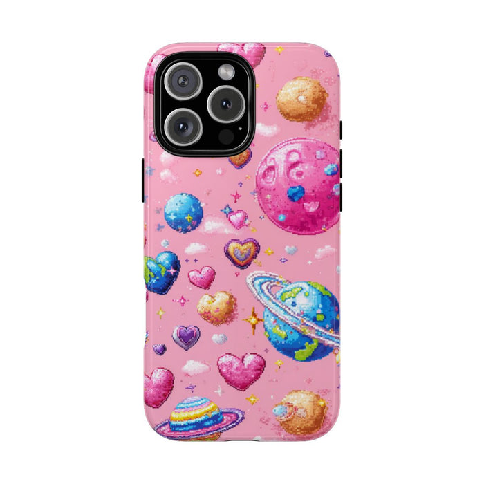 Pixel Art Harten en Planeten Patroon