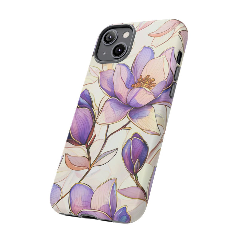 Paarse Magnolia’s in Glas-in-loodpatroon