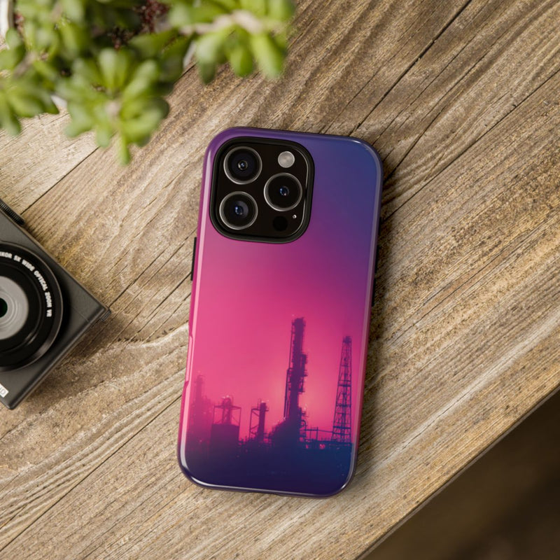 Industrieel Silhouet met Neon Gloed