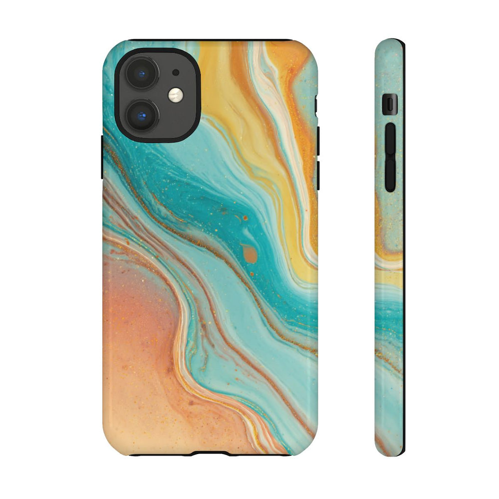 Oranje en Teal Marmer Abstract