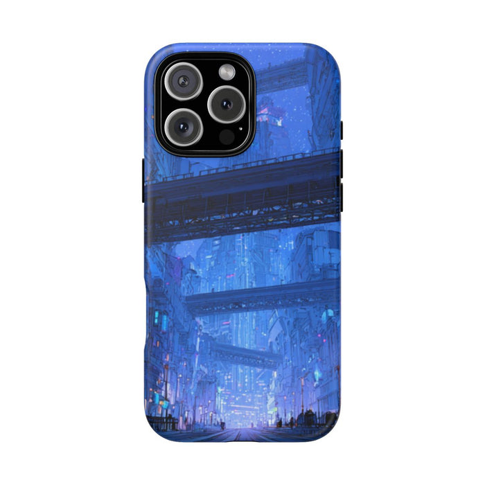 Futuristische Blauwe Stadsstraat
