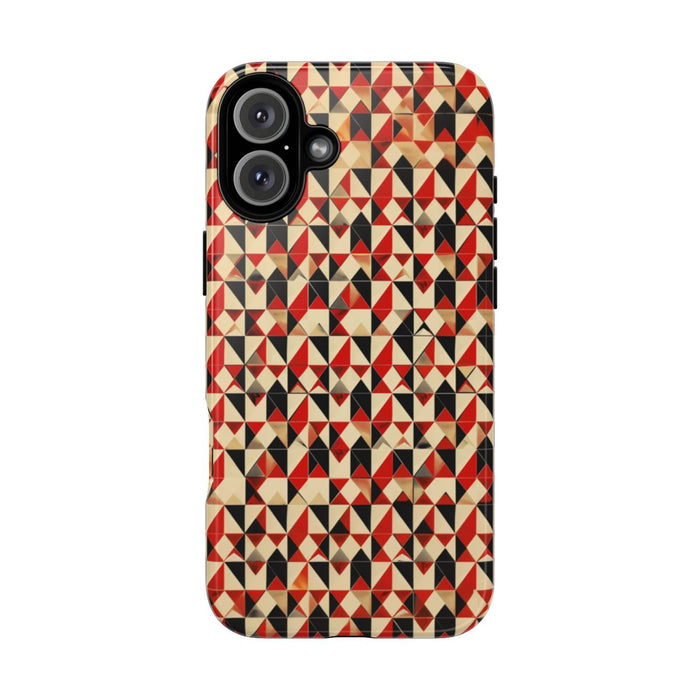 Geometrisch Abstract Patroon in Rood en Zwart