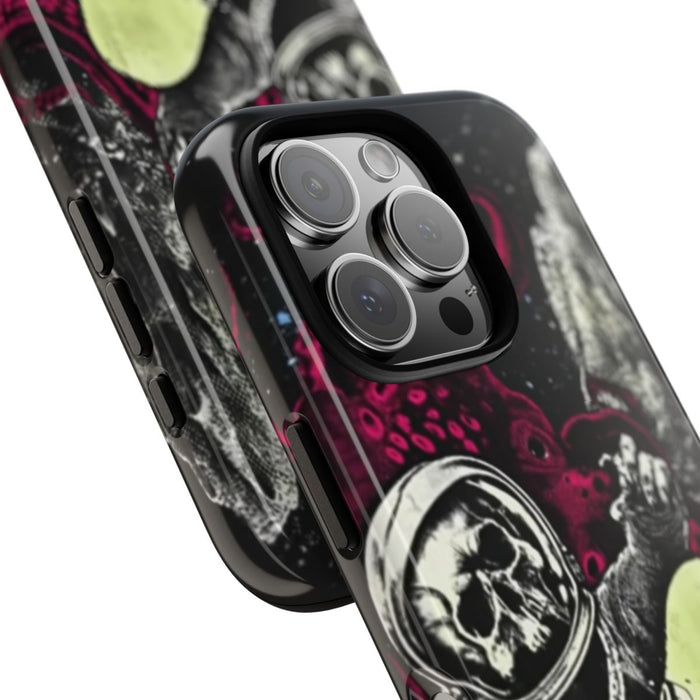 Schedel-Astronaut met Skateboard en Octopus