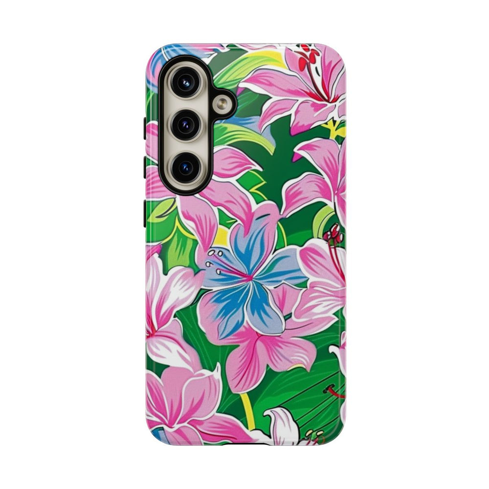 Roze en Blauwe Bloemenprint
