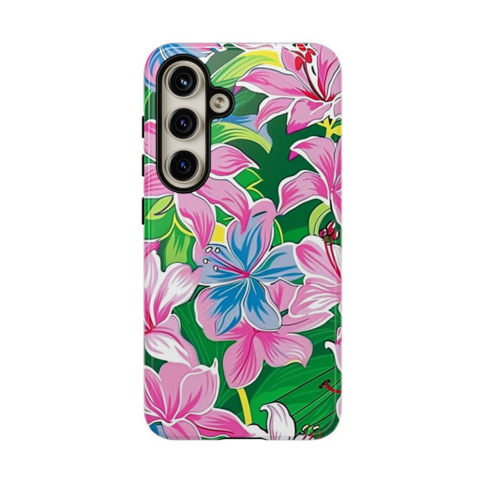 Roze en Blauwe Bloemenprint