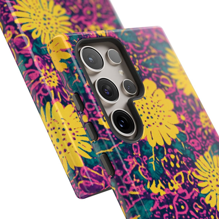 Gele en Paarse Bloemenprint