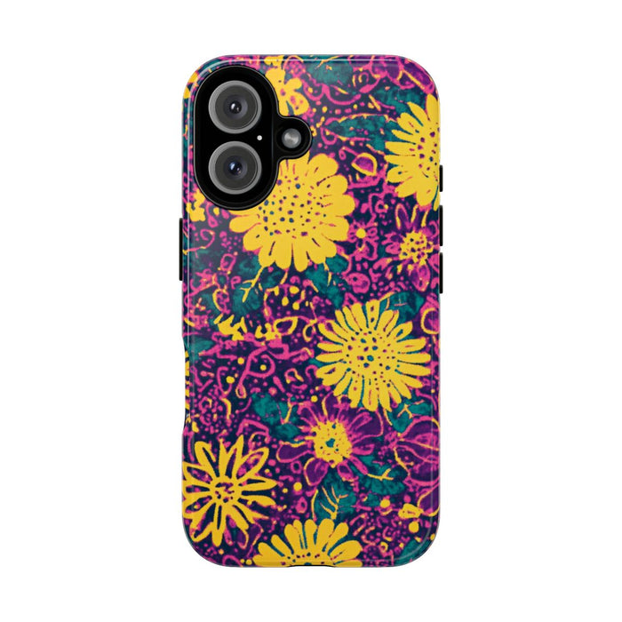 Gele en Paarse Bloemenprint