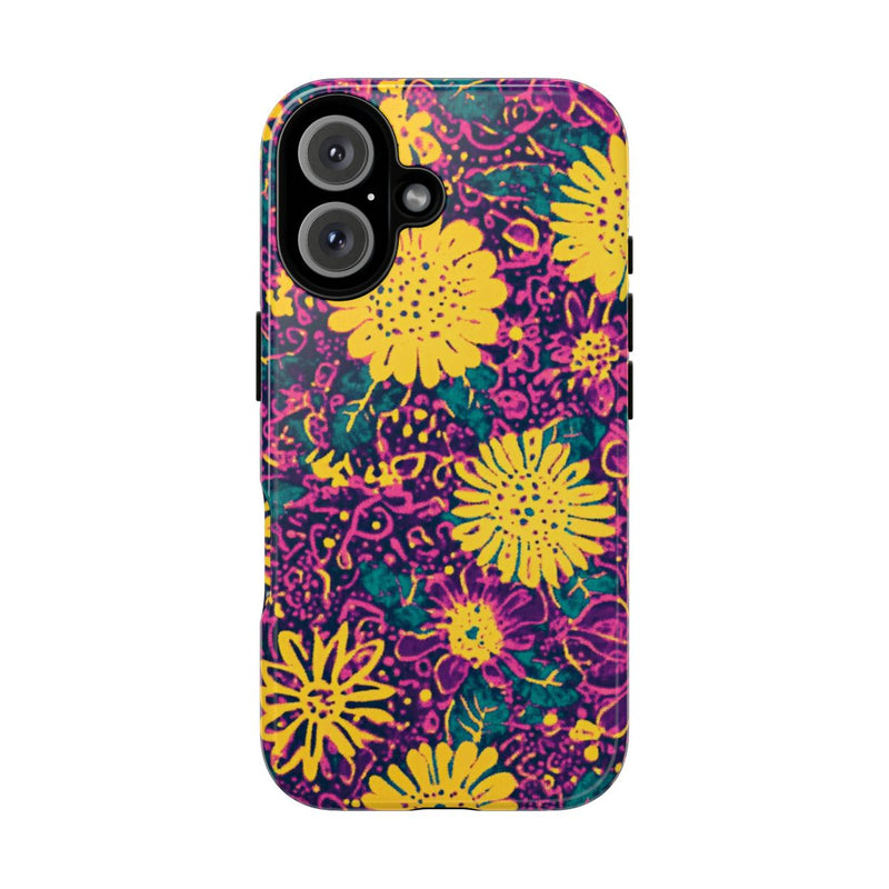 Gele en Paarse Bloemenprint