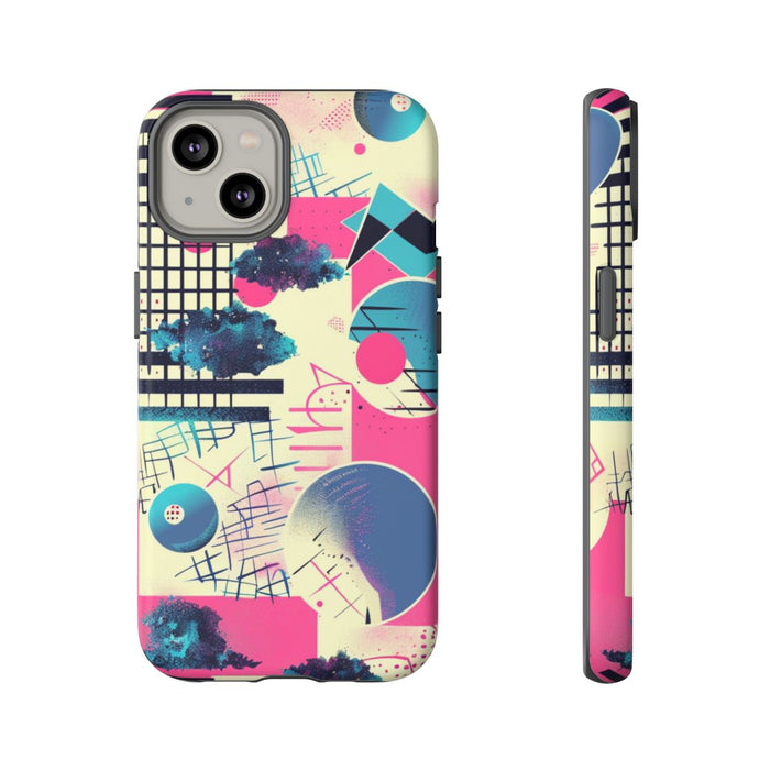 Abstract Geometrisch Patroon in Roze en Blauw